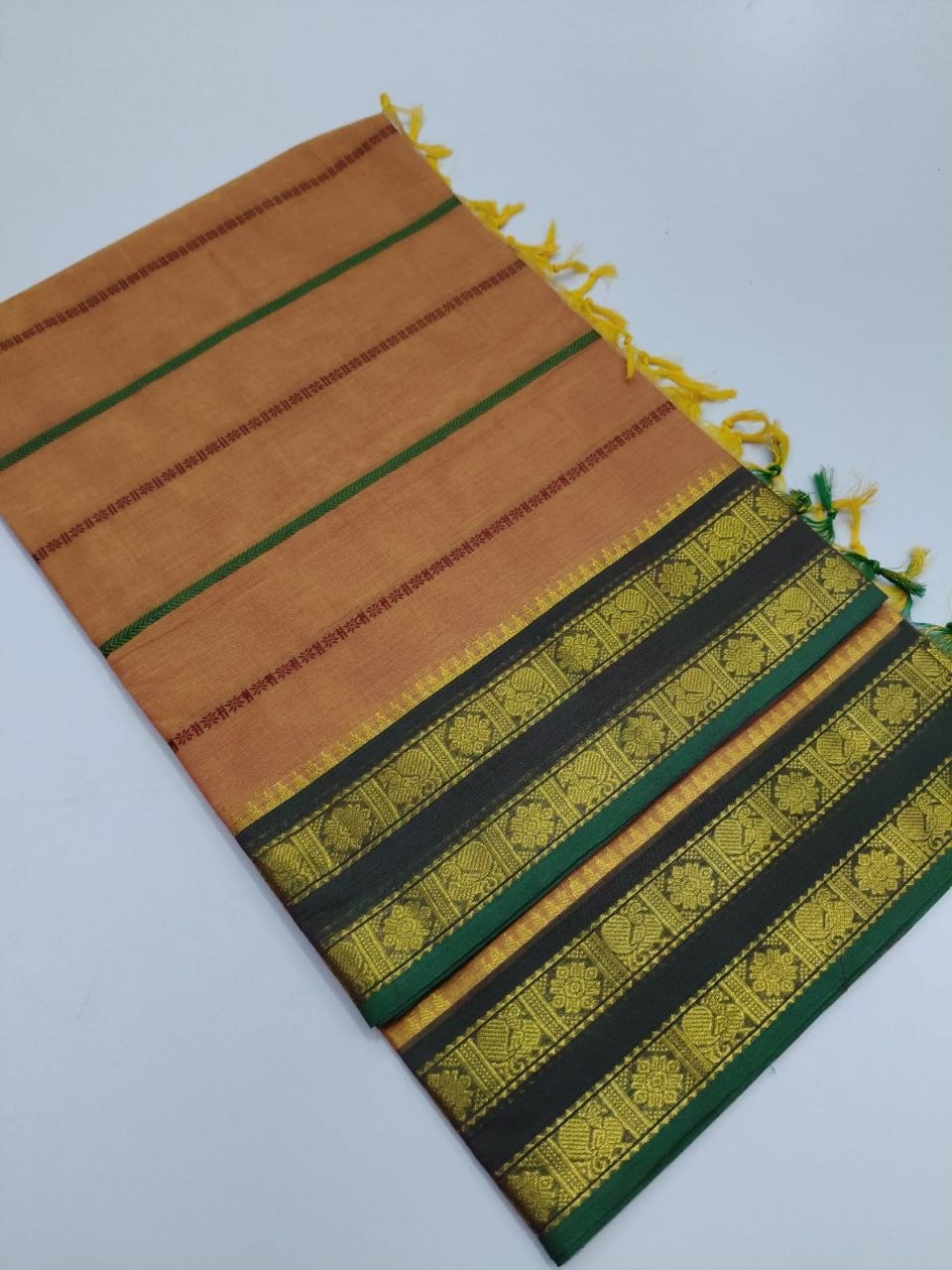 Cherry Red Kanchi Cotton Saree with Zari Border